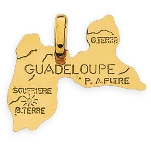 Pendentif Or 375 Carte Guadeloupe 20*16mm Avec Bélière
