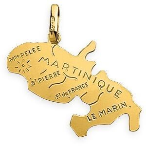 Pendentif Or 375 Carte Martinique 12*23mm Avec Bélière