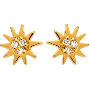 Boucles D'oreilles Plaqué Or Soleil Zirconium 8mm