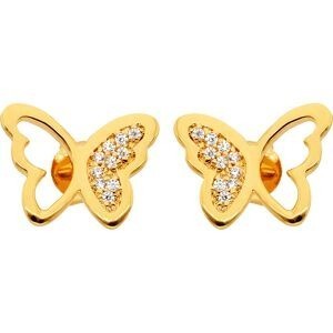 Boucles D'oreilles Plaqué Or  Papillon Zirconium 10*13mm