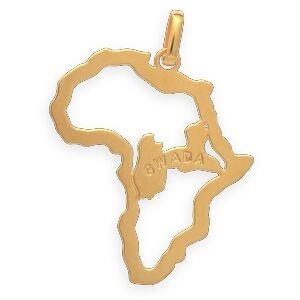 Pendentif Or 375 Carte Afrique Gwada 23*30mm Avec Bélière