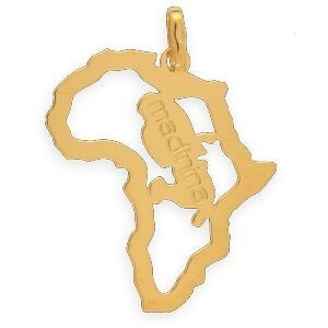 Pendentif Or 375 Carte Afrique Madinina 24*27mm Avec Bélière