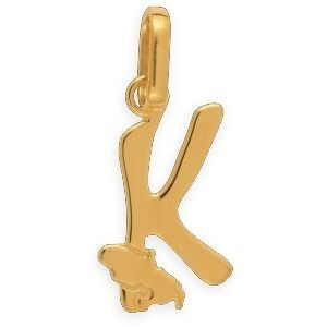 Pendentif Or 375 Initiale K Carte Martinique 8*17mm Avec Bélière
