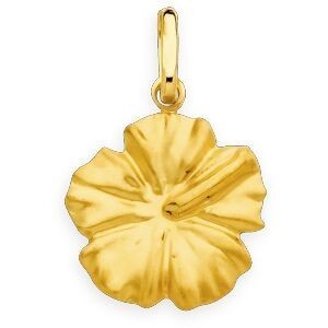 Pendentif Or 375 Hibiscus 12*16mm Avec Bélière