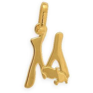 Pendentif Or 375 Initiale M Carte Martinique 10*18mm Avec Bélière