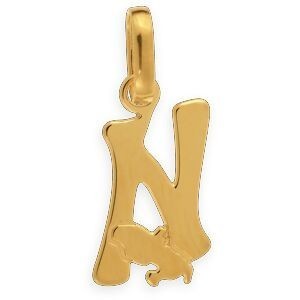 Pendentif Or 375 Initiale N Carte Martinique 8*18mm Avec Bélière