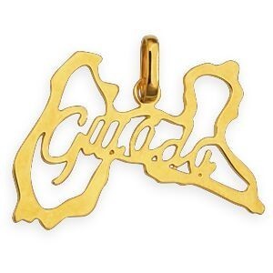 Pendentif Or 375 Carte Guadeloupe 25*20mm Avec Bélière