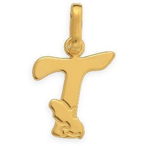 Pendentif Or 375 Initiale T Carte Martinique 10*16mm Avec Bélière