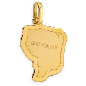 Pendentif Or 750 Carte Guyane 12*21mm Avec Bélière