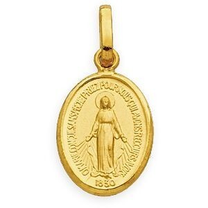 Médaille Or 375 Ovale Vierge Miraculeuse 10*20mm Avec Bélière