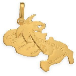 Pendentif Or 375 Carte Martinique 12*23mm Avec Bélière