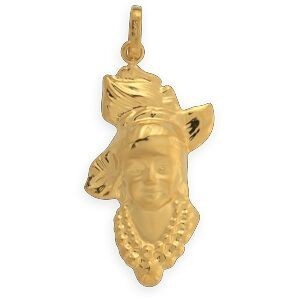 Pendentif Or 375 Tête Antillaise 17*34mm