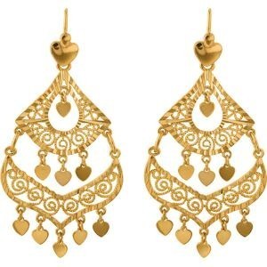 Boucles D'oreilles Plaqué Or Savoyardes Diamantés 31mm Pendant 70mm