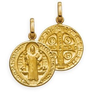 Médaille Or 750 Saint Benoit 14*21mm Avec Bélière