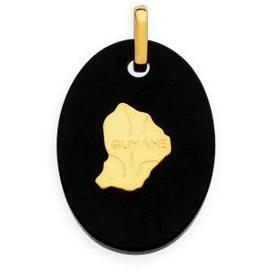 Pendentif Or 750 Onyx Carte Guyane Ovale 14*22mm Avec Bélière