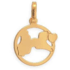 Pendentif Or 375 Carte Guadeloupe Cœur Cerclé 12*18mm Avec Bélière