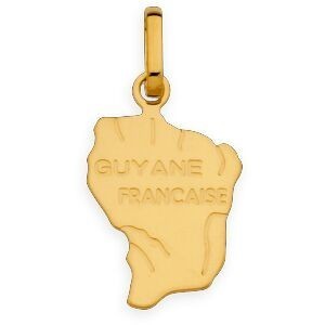 Pendentif Or 750 Carte Guyane 11*21mm Avec Bélière