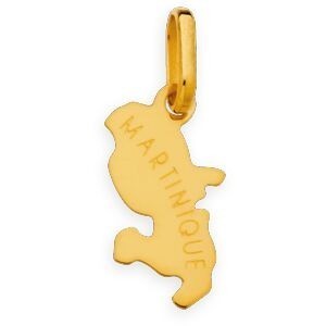 Pendentif Or 750 Carte Martinique 5*15mm Avec Bélière