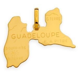 Pendentif Or 750 Carte Guadeloupe 20*16mm Avec Bélière