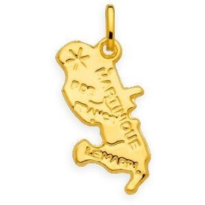 Pendentif Or 750 Carte Martinique 10*20mm Avec Bélière