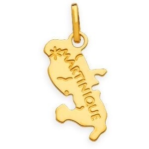 Pendentif Or 750 Carte Martinique 8*18mm Avec Bélière