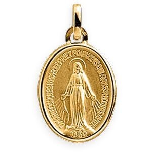 Médaille Or 375 Ovale Vierge Miraculeuse 12*21mm Avec Bélière