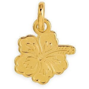 Pendentif Plaqué Or Hibiscus 11.5*18mm Avec Bélière