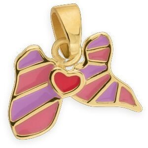 Pendentif Plaqué Or Carte Guadeloupe Email Rose Mauve 13.5*10mm Avec Bélière