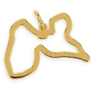 Pendentif Plaqué Or Carte Guadeloupe Gravée 28*20mm Avec Bélière