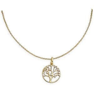 Pendentif Plaqué Or Arbre De Vie Zirconium 16*20mm Avec Bélière