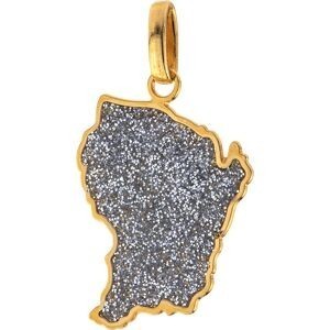 Pendentif Or 750 Carte Guyane Email Pailleté 12.8*21mm Avec Bélière