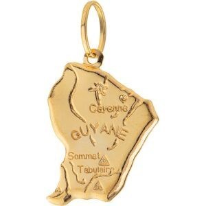 Pendentif Or 750 Carte Guyane 16.3*28mm Avec Bélière