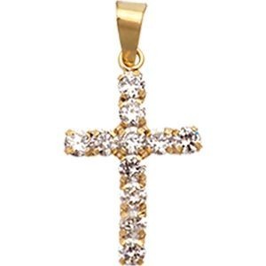 Croix Zirconium Or 375 13*25mm Avec Bélière