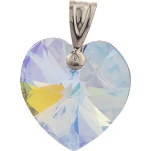 Pendentif Or 375 Cœur Swarovski Petit Modèle 17.5* 23mm Avec Bélière