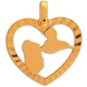 Pendentif Or 375 Cœur Diamanté Carte Guadeloupe 15*17mm Avec Bélière
