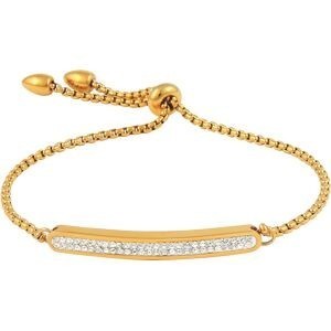 Bracelet Acier Jaune Motif Cristal 38*4.5mm 18  à 20cm Coulissant