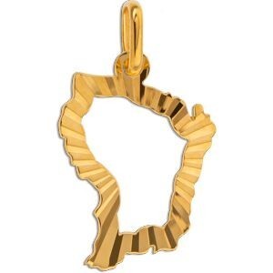 Pendentif Or 750 Diamanté Carte Guyane 11*18mm Avec Bélière