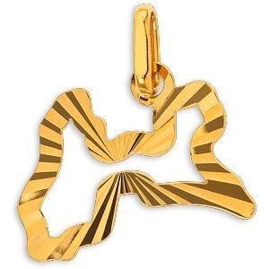 Pendentif Or 375 Diamanté Carte Guadeloupe 13*15mm Avec Bélière