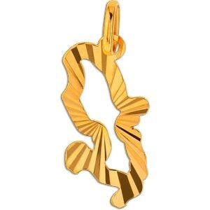 Pendentif Or 375 Diamanté Carte Martinique 9*18mm Avec Bélière