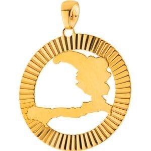 Pendentif Or 750 Carte Haïti Cercle Diamanté 25*30mm Avec Bélière