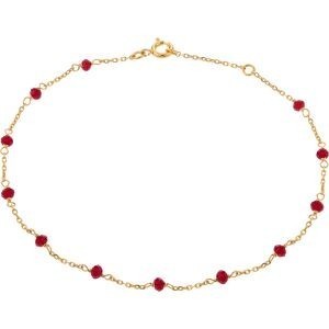 Chaîne Cheville Cristal Grenat 3mm 23 à 25cm Plaqué Or