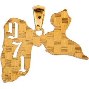 Pendentif Or 375 Carte Guadeloupe 971 Diamanté 23*18mm Avec Bélière