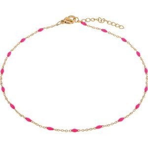 Chaîne Cheville Email Fushia 2mm 25 à 28cm Acier Jaune