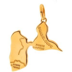 Pendentif Plaqué Or Carte Guadeloupe 24*33mm Avec Bélière