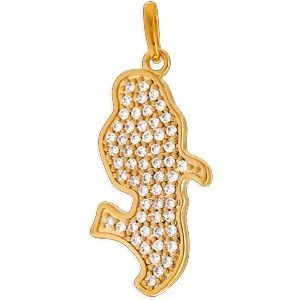 Pendentif Plaqué Or Carte Martinique Zirconium 17*32mm Avec Bélière