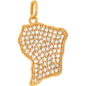 Pendentif Plaqué Or Carte Guyane Zirconium 18*28mm Avec Bélière