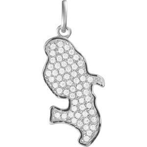 Pendentif Argent 925 Carte Martinique Zirconium 17*32mm Avec Bélière