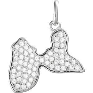 Pendentif Argent 925 Carte Guadeloupe Zirconium 20*28mm Avec Bélière