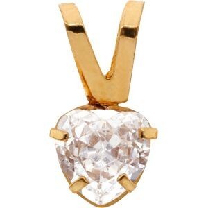 Pendentif Or 375 Coeur Zirconium 4 Griffes 6*11mm Avec Bélière