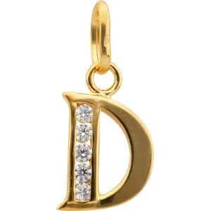 Pendentif Plaqué Or Lettre D Zirconium 11*22cm Avec Bélière